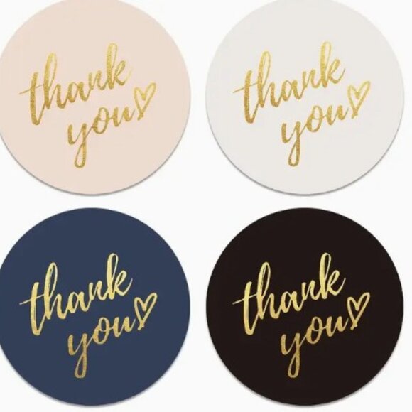 Roll of 500 Thank you stickers Blue, black, white and cream NWT - Picture 3 of 3